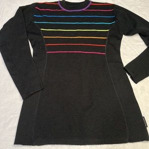 Obermeyer Kit Sweater Black Colorful Stripes SZ L Ski Outdoor Sports Ribbed